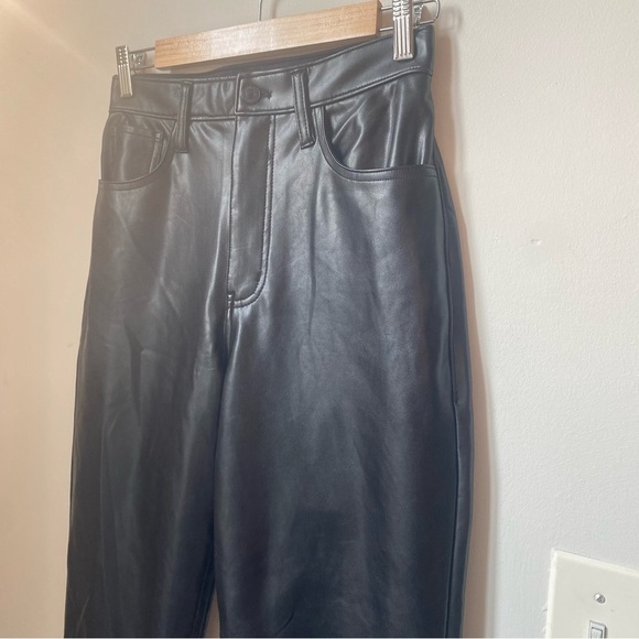 Abercrombie & Fitch the 90s straight ultra high rise curve love Leather Jeans - Picture 3 of 6